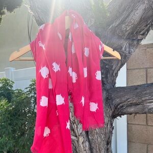 J. Crew Pink Fish Print Scarf